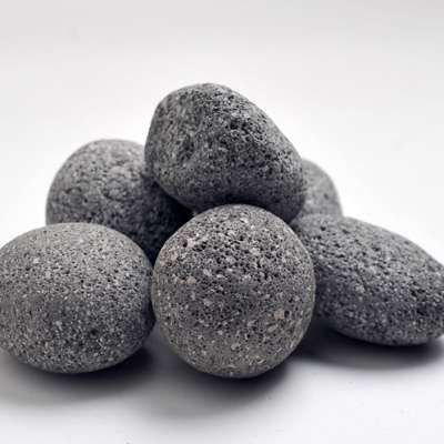 Premium quality natural black lava pebble stone for fire pit